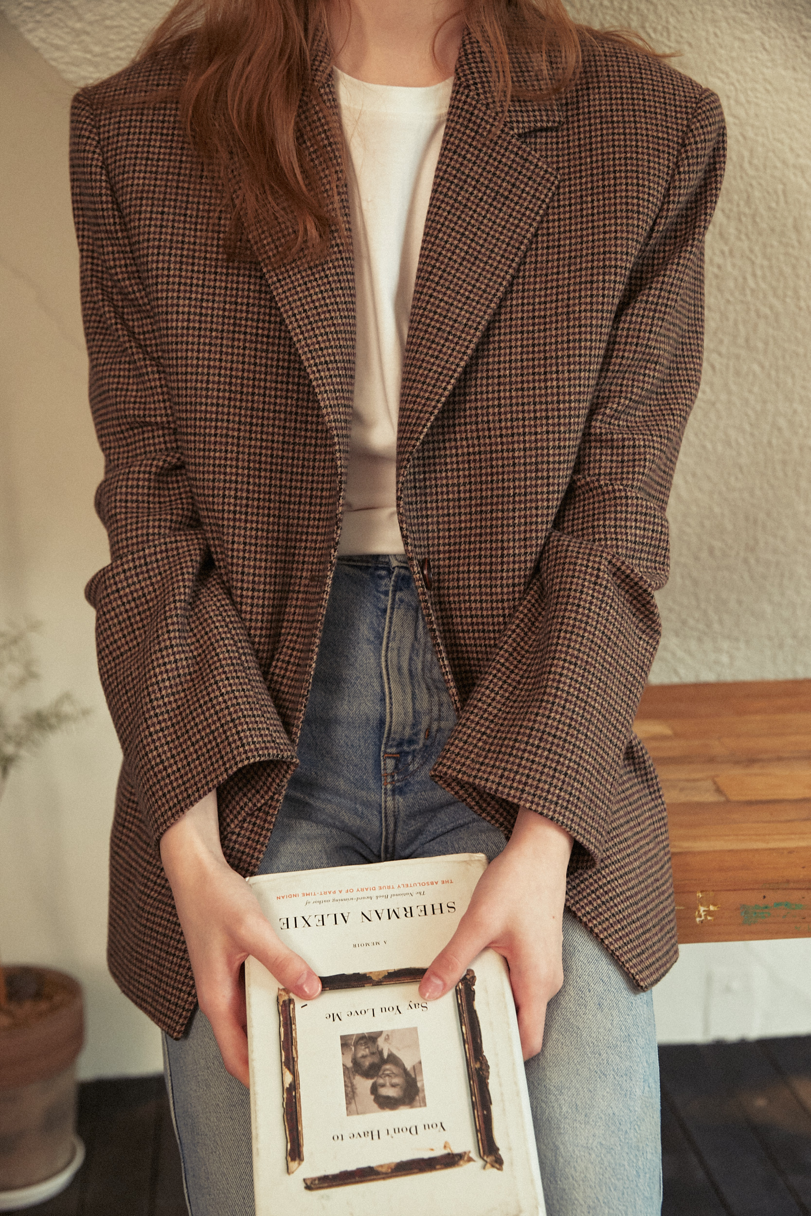 Brown Check Oversized Jacket